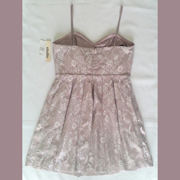 Metallic Mauve Lace Sweetheart Cocktail Sheath 8 Mini Dress Jill Stuart Studio 8 - Picture 5 of 8